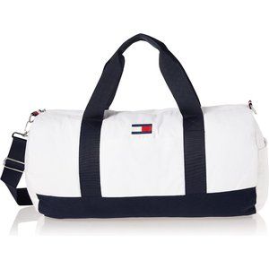 Tommy Hilfiger Men's Bright White Cotton Zipper Pockets Ardin Duffle Bag